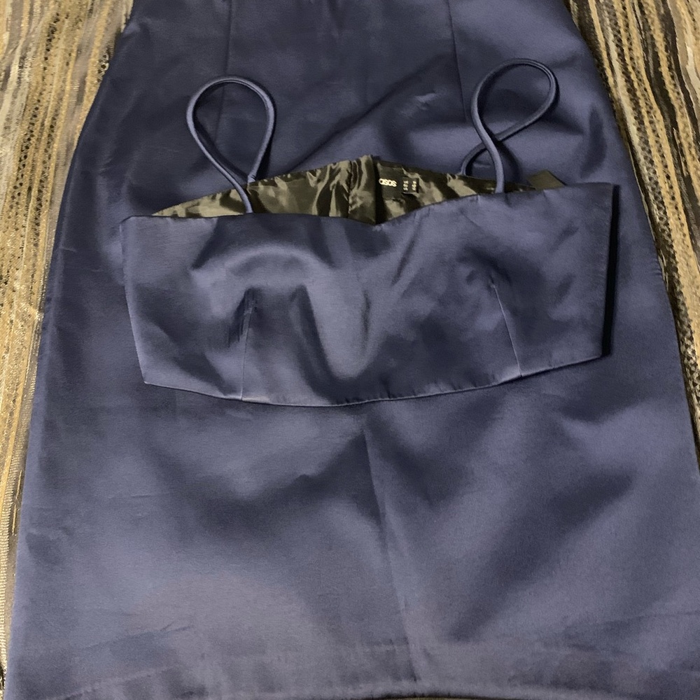 ASOS Navy Blue Satin Bralette Top